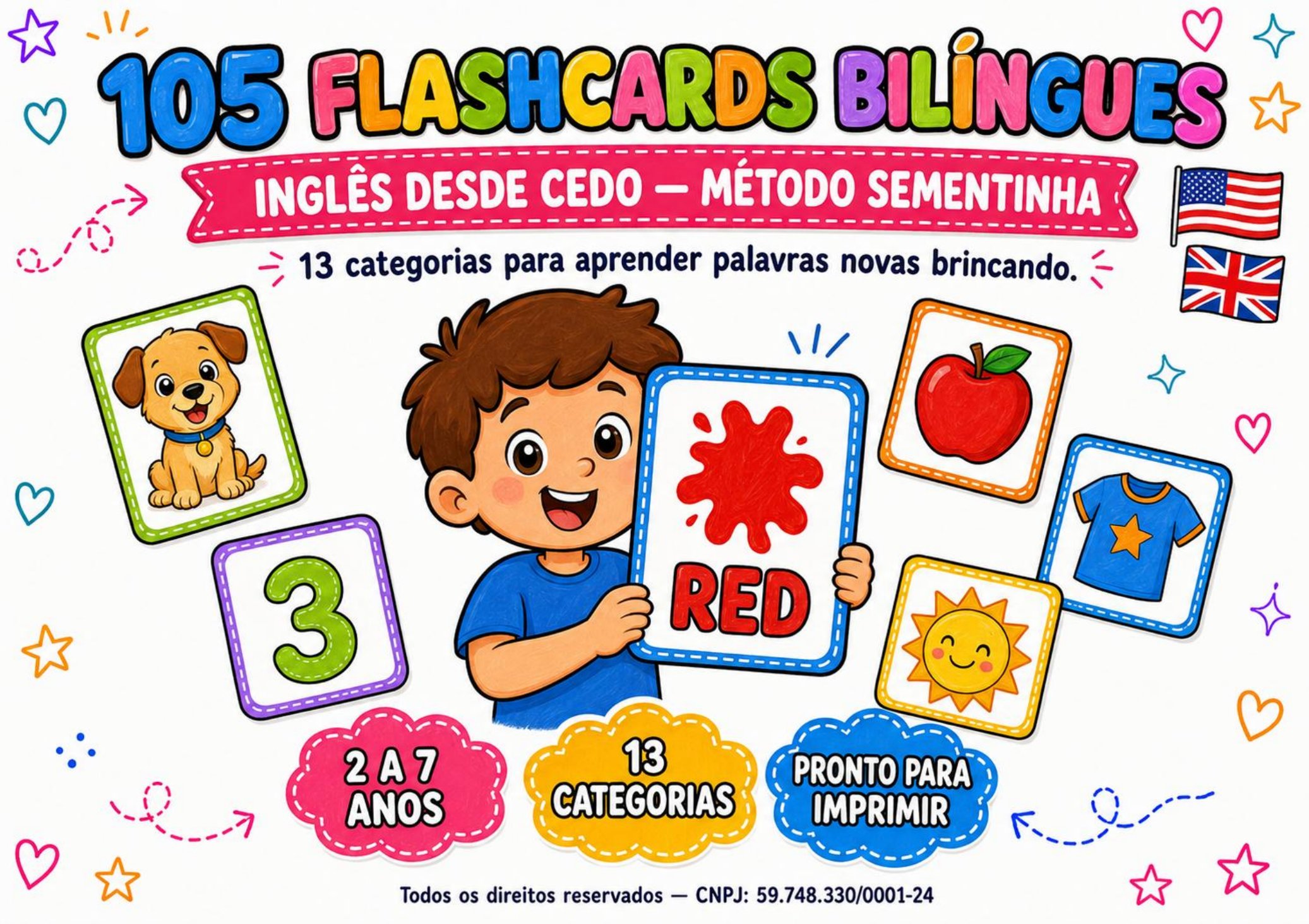 Capa dos 105 flashcards bilíngues